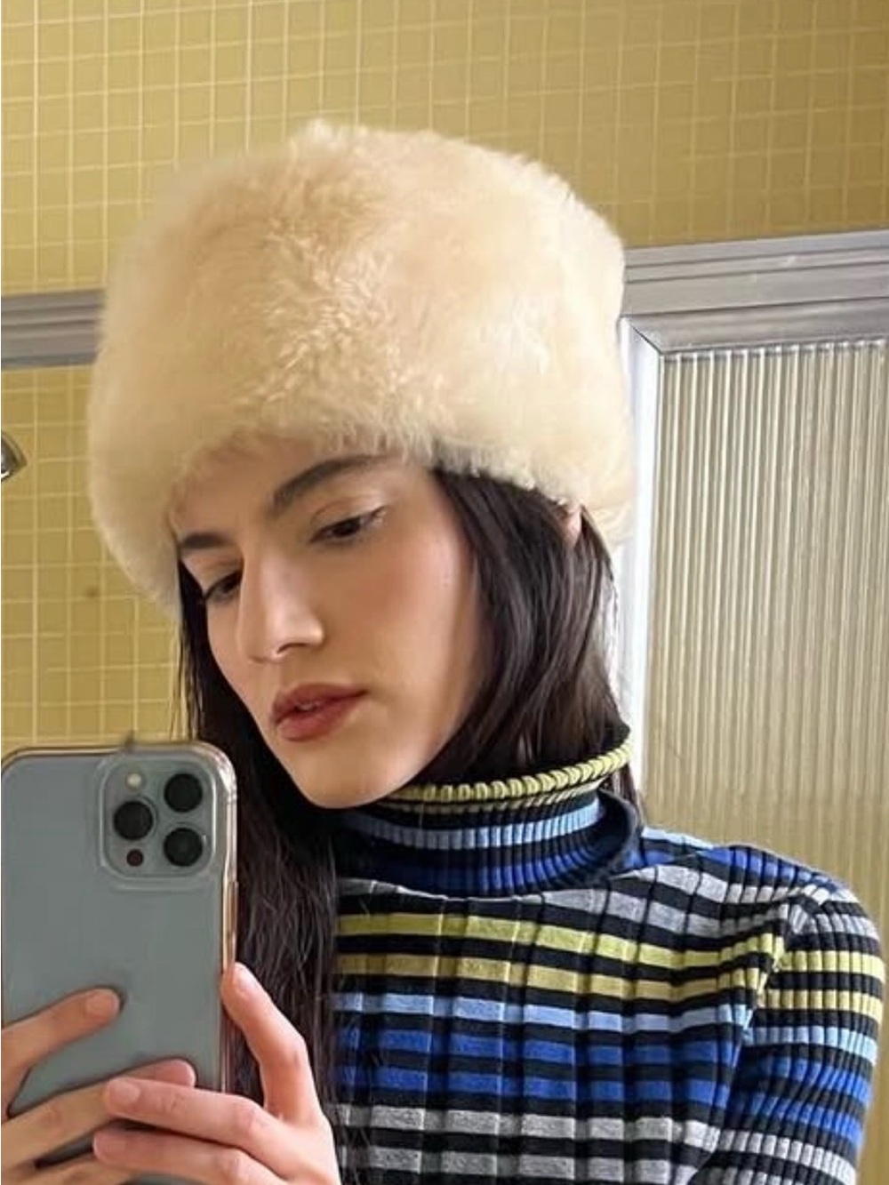 Vintage Made in Italy Sheepskin Russian-Style Bucket Hat - Women Accessories